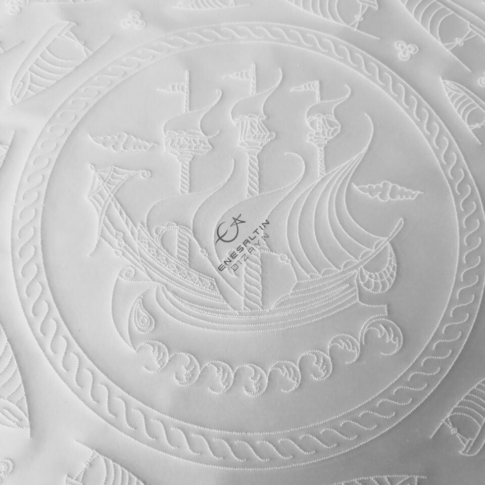 Şablon Desen  - Kalyon Motifli Çini Deseni