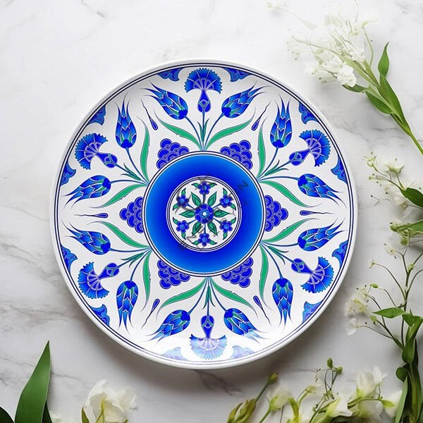 Şablon Desen  - Lale Karanfil Motifli Çini Deseni