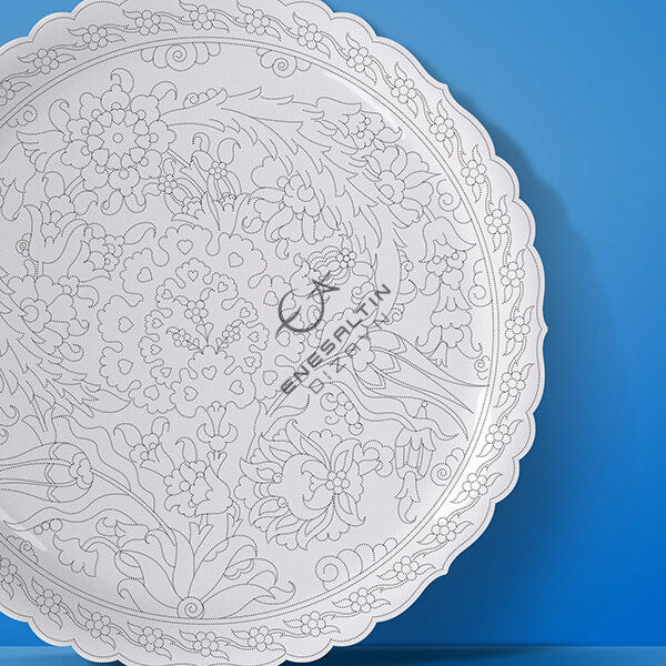 Şablon Desen 30 cm. - Bitkisel Motifli Çini Deseni