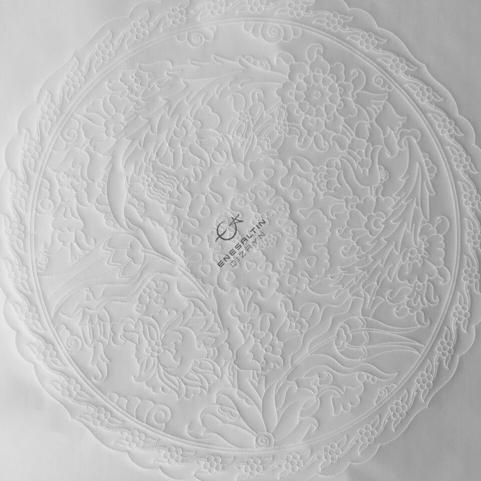 Şablon Desen 30 cm. - Bitkisel Motifli Çini Deseni