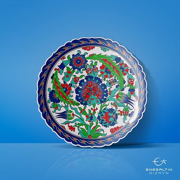 Şablon Desen 30 cm. - Bitkisel Motifli Çini Deseni