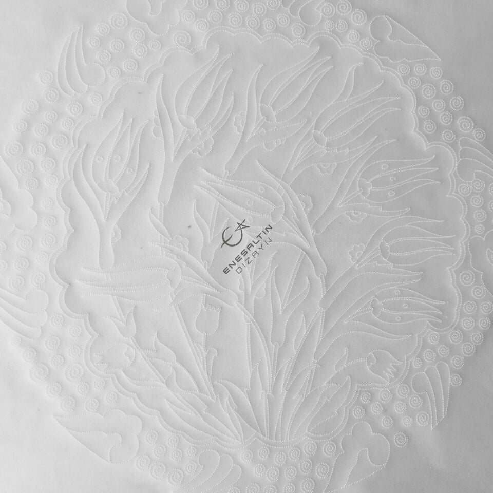 Şablon Desen 30 cm. - Lale Motifli Çini Deseni