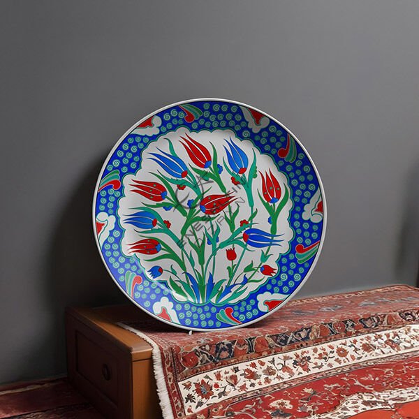 Şablon Desen 30 cm. - Lale Motifli Çini Deseni