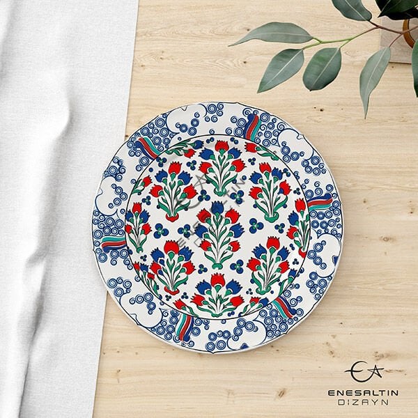 Şablon Desen - Sümbül Motifli İznik Çini Deseni