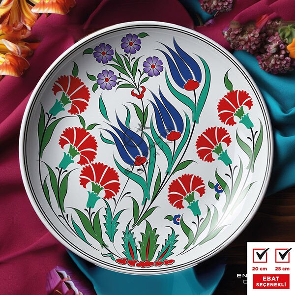 Şablon Desen  - Lale Karanfil Motifli Çini Deseni