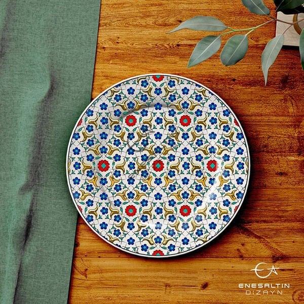 Şablon Desen 40x33 cm. - Birim Tekrarı Sürekli Motif / Ulama Çini Tabak / Karo Deseni