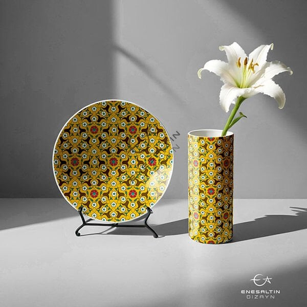 Şablon Desen 40x33 cm. - Birim Tekrarı Sürekli Motif / Ulama Çini Tabak / Karo Deseni