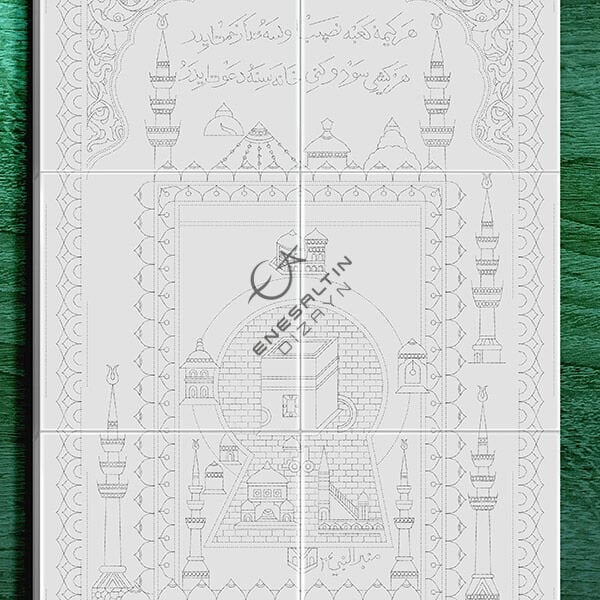 Şablon Desen 40x60 cm. -  Kabe Motifli Çini Karo Deseni