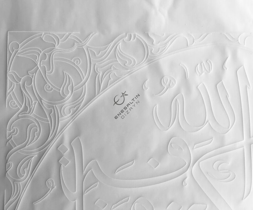 Stencil Pattern 60x35 cm. - Calligraphy-Embroidered Rumi Motif Ceramic Tile Pattern