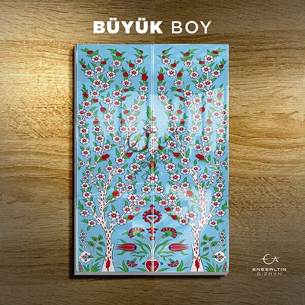 Şablon Desen 40x60 cm. BÜYÜK BOY -  Hayat Ağacı Motifli Çini Karo Deseni