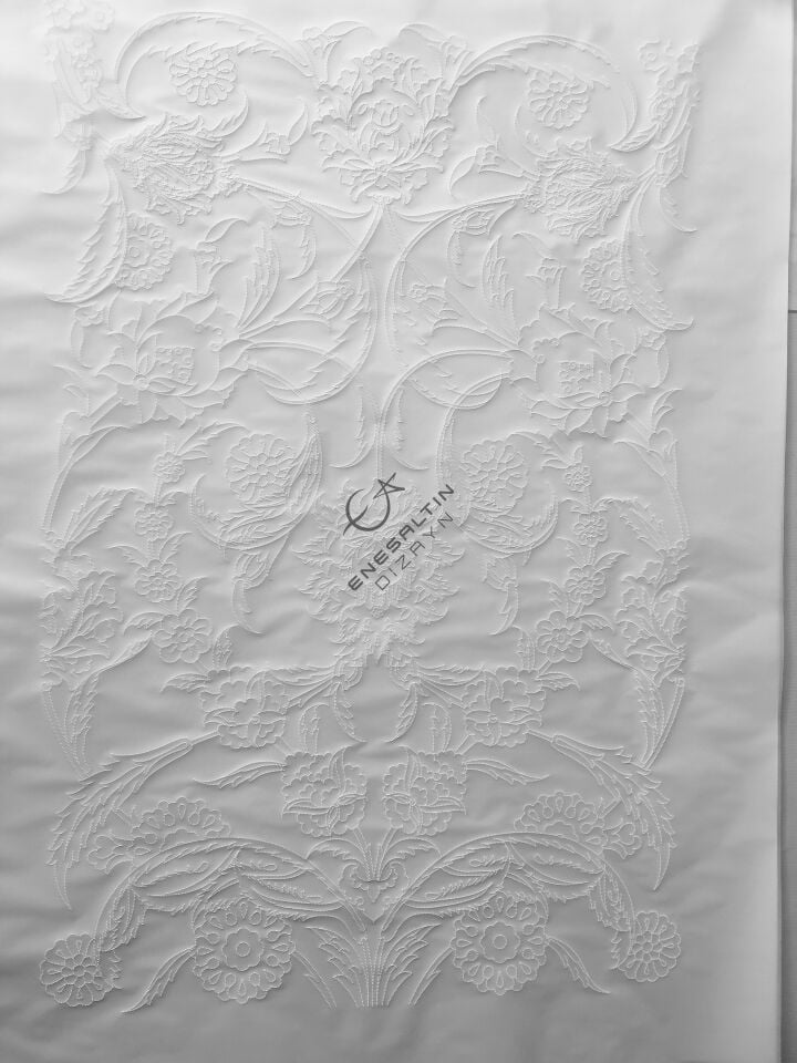 Şablon Desen 40x60 cm. BÜYÜK BOY -  Hatayi ve Hançer Yaprak Motifli Çini Karo Deseni