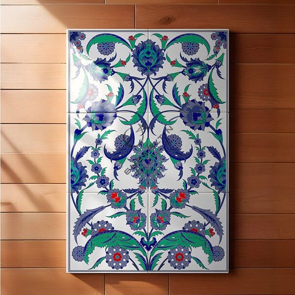 Şablon Desen 40x60 cm. BÜYÜK BOY -  Hatayi ve Hançer Yaprak Motifli Çini Karo Deseni