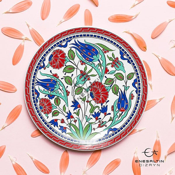 Şablon Desen - Lale Gül Bitkisel Motifli Çini Deseni