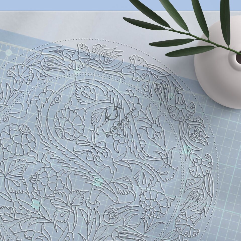 Şablon Desen 30 cm. - Gül Bahçesi Bitkisel Motifli Çini Tabak Deseni