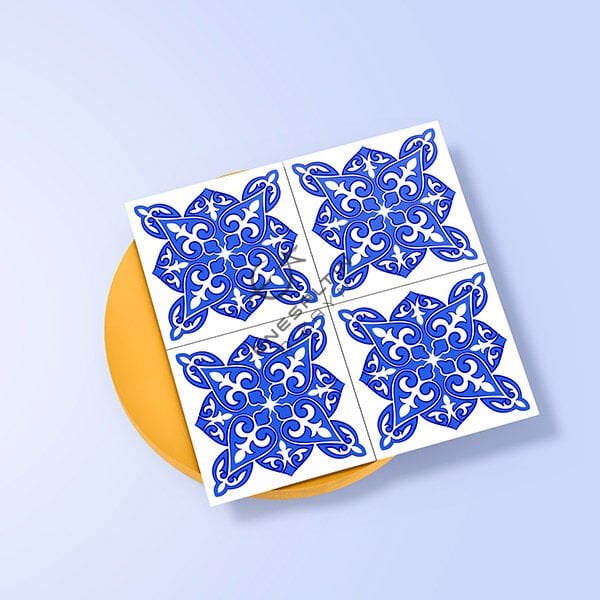 Şablon Desen 10x10 cm. 2 KOPYA - Vintage Mozaik Tile Motifli Çini Karo Deseni