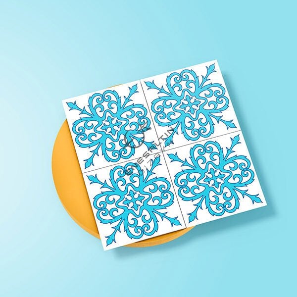 Şablon Desen 10x10 cm. 2 KOPYA - Vintage Mozaik Tile Motifli Çini Karo Deseni