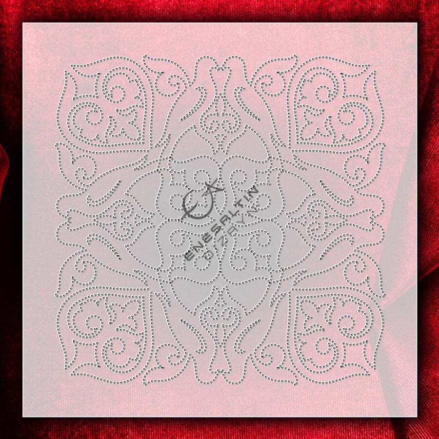 Şablon Desen 10x10 cm. 2 KOPYA - Vintage Mozaik Tile Kuş Motifli Çini Karo Deseni