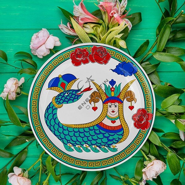 Şablon Desen 30 cm. - Şahmaran Motifli Çini Tabak Deseni