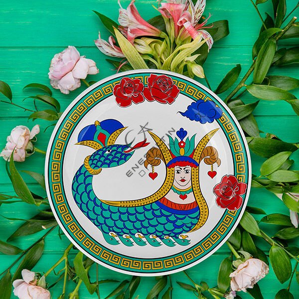 Şablon Desen 30 cm. - Şahmaran Motifli Çini Tabak Deseni