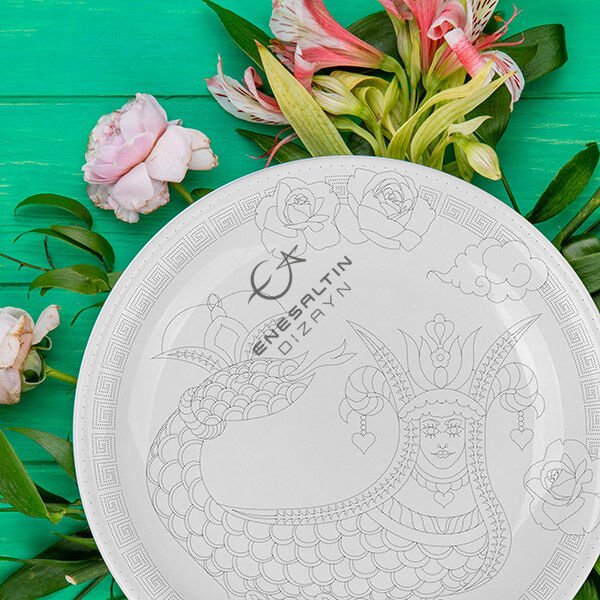 Şablon Desen  - Şahmaran Motifli Çini Tabak Deseni