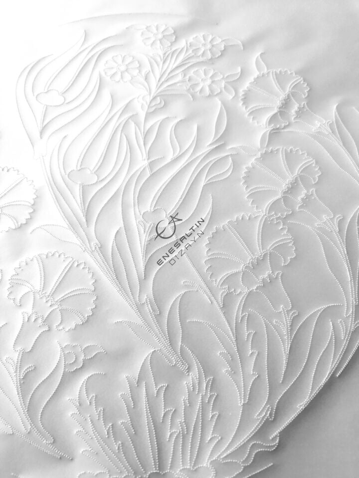 Şablon Desen 30 cm. - Lale Karanfil Motifli Çini Deseni