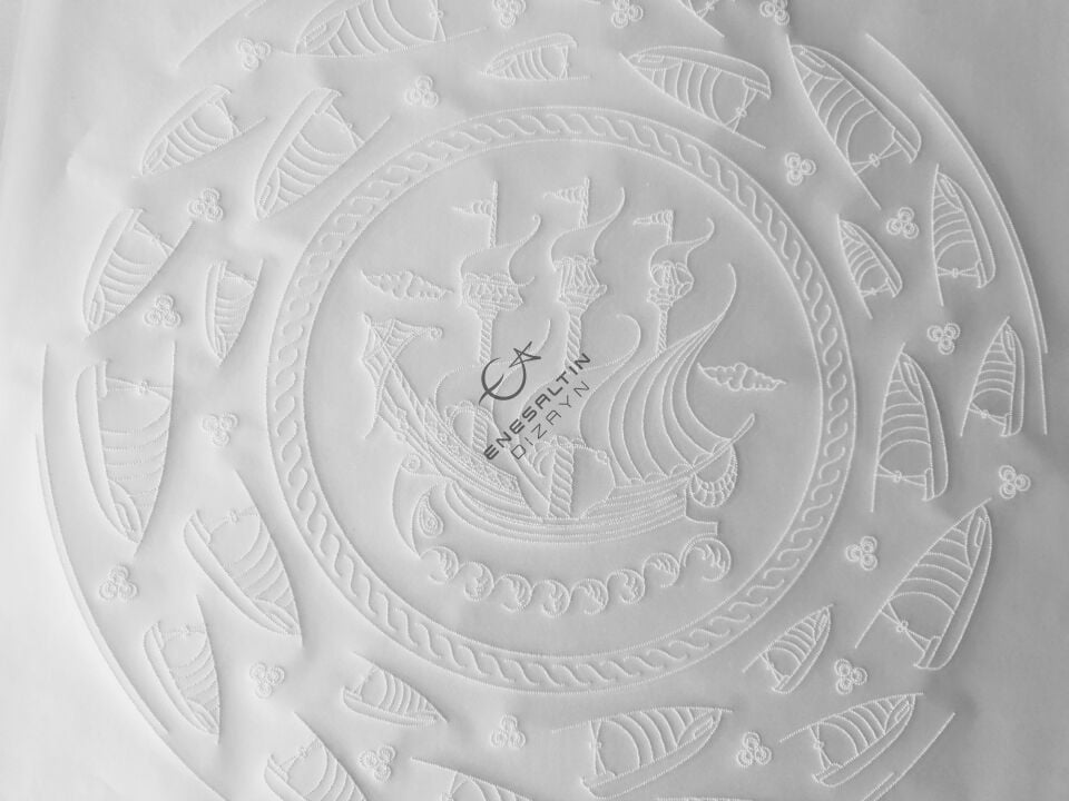 Şablon Desen 20 cm. - Kalyon Motifli Çini Deseni