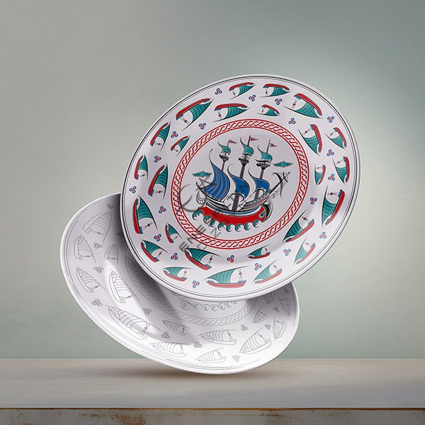 Şablon Desen 20 cm. - Kalyon Motifli Çini Deseni