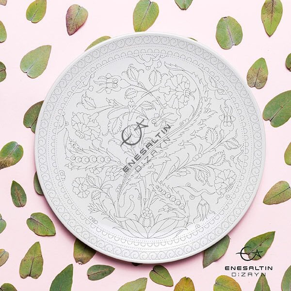 Şablon Desen  - Bitkisel Motifli Klasik Çini Deseni