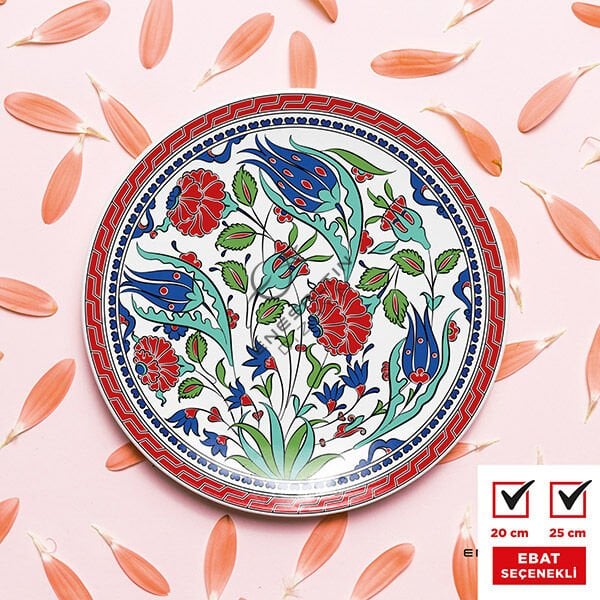 Şablon Desen  - Lale Gül Bitkisel Motifli Çini Deseni