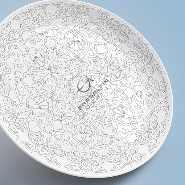 Şablon Desen 25 cm. - Rumi Karanfil Motifli Çini Deseni