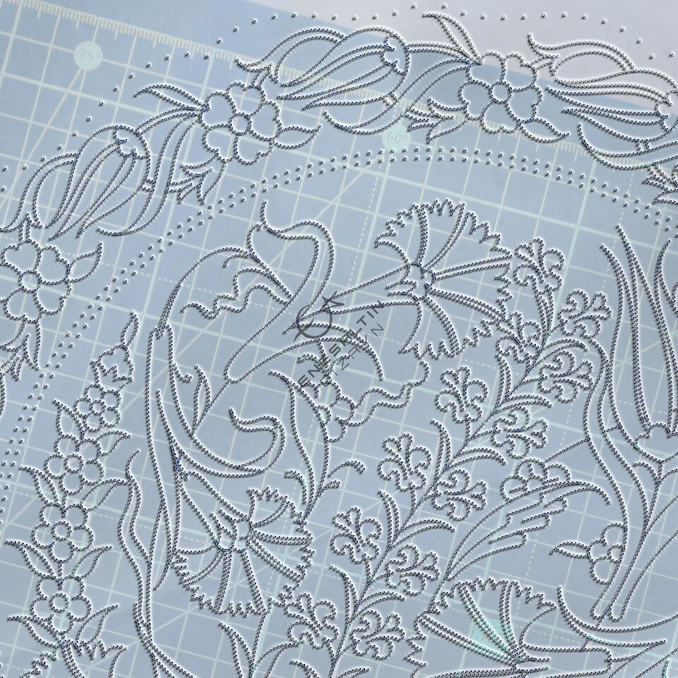 Şablon Desen 30 cm. - Karanfil Sümbül Motifli Çini Tabak Deseni