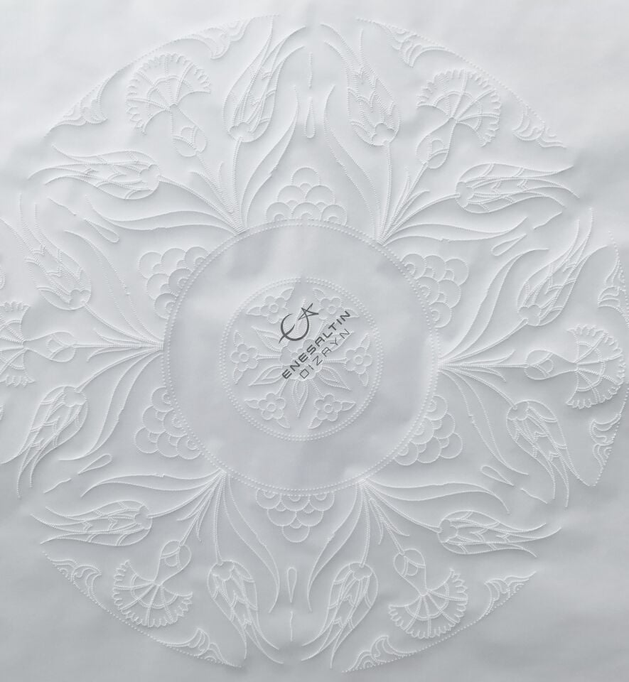 Şablon Desen 25 cm. - Lale Karanfil Motifli Çini Deseni