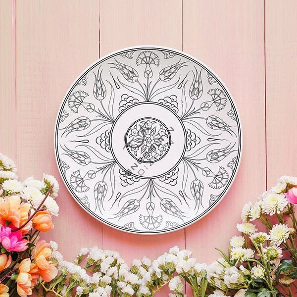 Şablon Desen 25 cm. - Lale Karanfil Motifli Çini Deseni