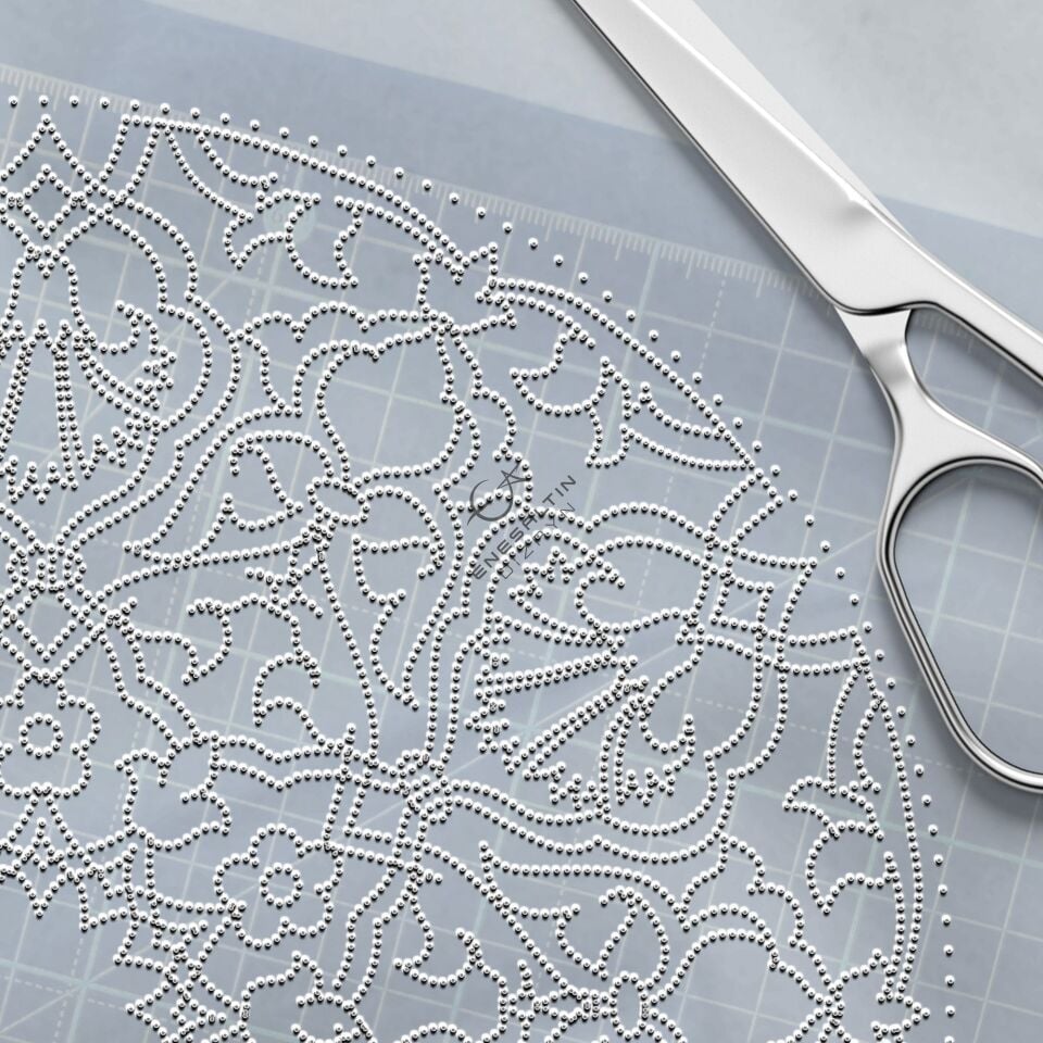 Şablon Desen 18 cm. - Rumi Karanfil Motifli Çini Deseni
