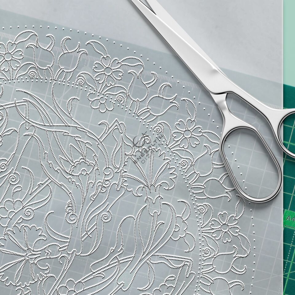 Şablon Desen 30 cm. - Kırık Lale ve Karanfil Motifli Çini Tabak Deseni