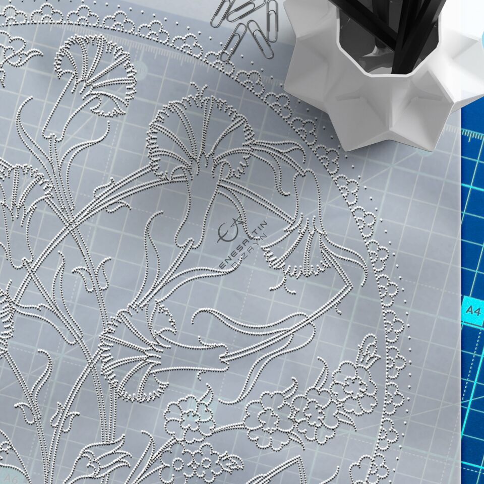 Stencil Pattern 30 cm. - Iznik Tile Pattern with Carnation Motif