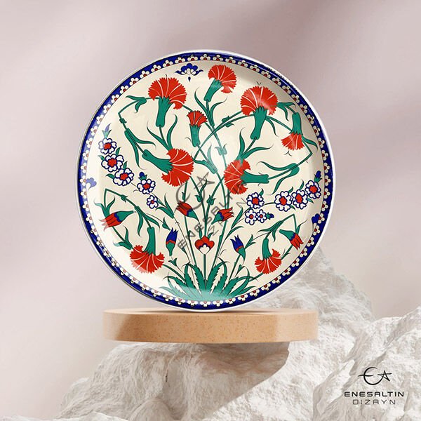 Şablon Desen 30 cm. - Karanfil Motifli İznik Çini Deseni