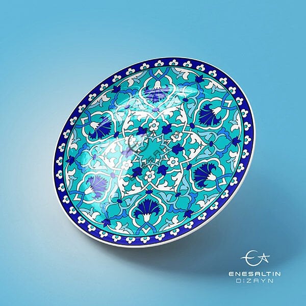 Şablon Desen 20 cm. - Rumi Karanfil Motifli Çini Deseni