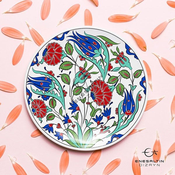 Şablon Desen 18 cm. - Lale Gül Bitkisel Motifli Çini Deseni