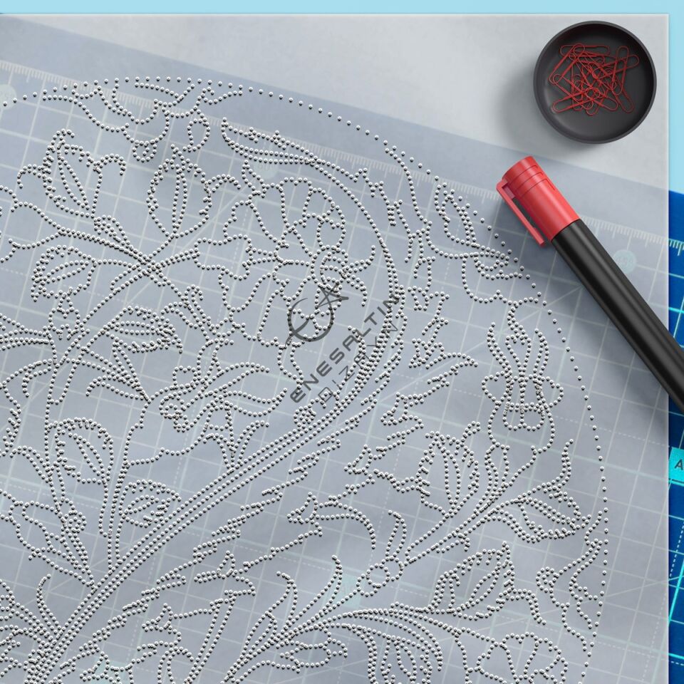 Şablon Desen 18 cm. - Bitkisel Motifli Klasik Çini Deseni