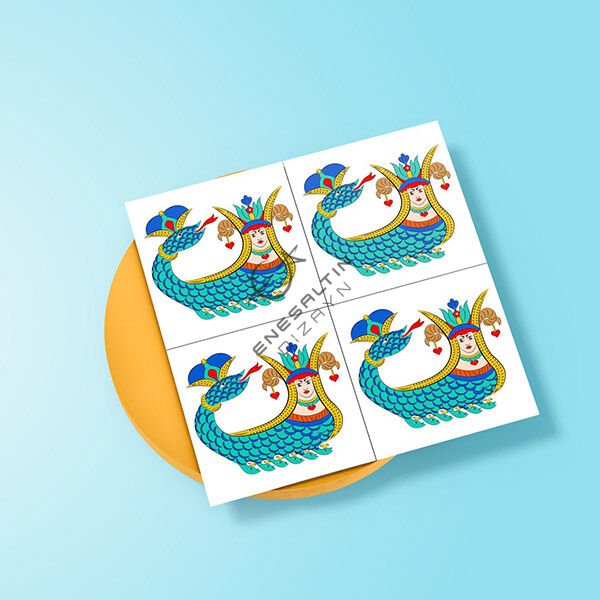 Şablon Desen 10x10 cm. 2 KOPYA - Şahmaran Motifli Çini Karo / Tabak / Dik Mamul Deseni