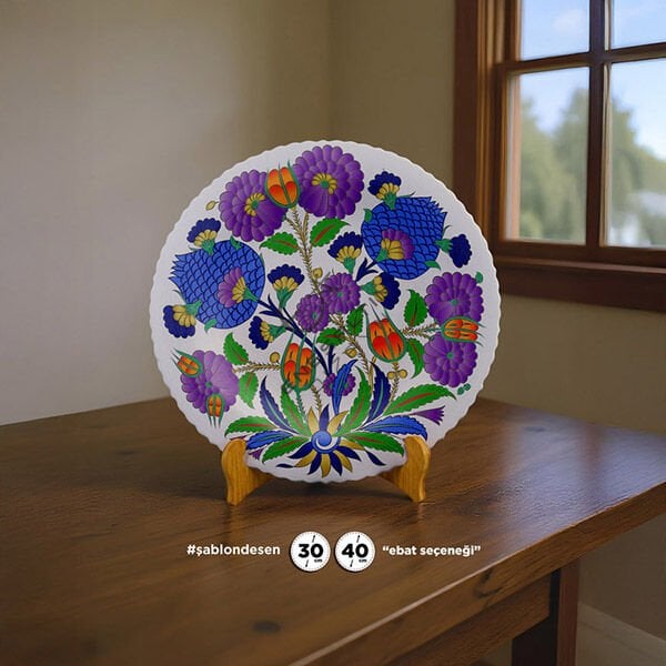 Şablon Desen - Gül Motifli İznik Çini Deseni