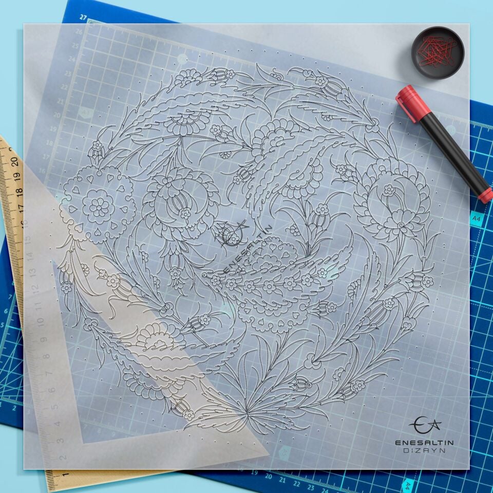 Şablon Desen - Hançer Yaprak Motifli İznik Çini Deseni