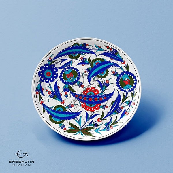 Şablon Desen - Hançer Yaprak Motifli İznik Çini Deseni