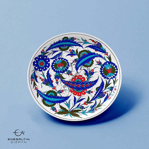 Şablon Desen - Hançer Yaprak Motifli İznik Çini Deseni