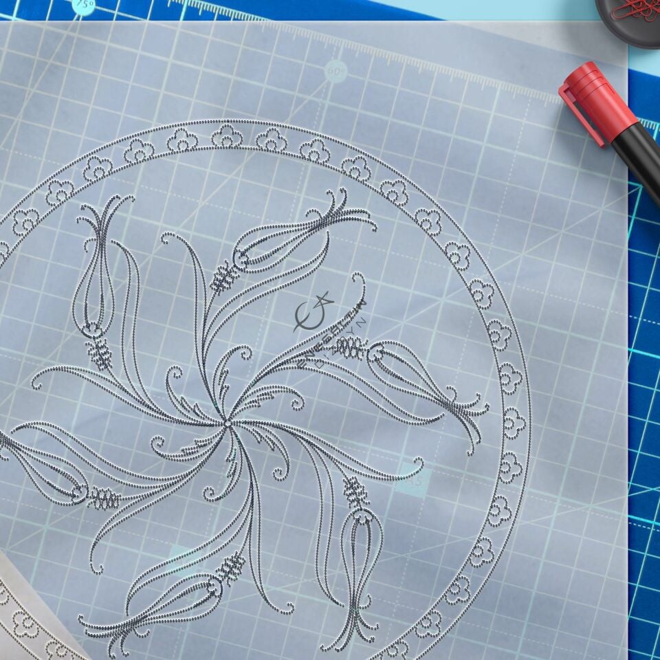 Şablon Desen 22 cm. - Lale Motifli Çini Deseni