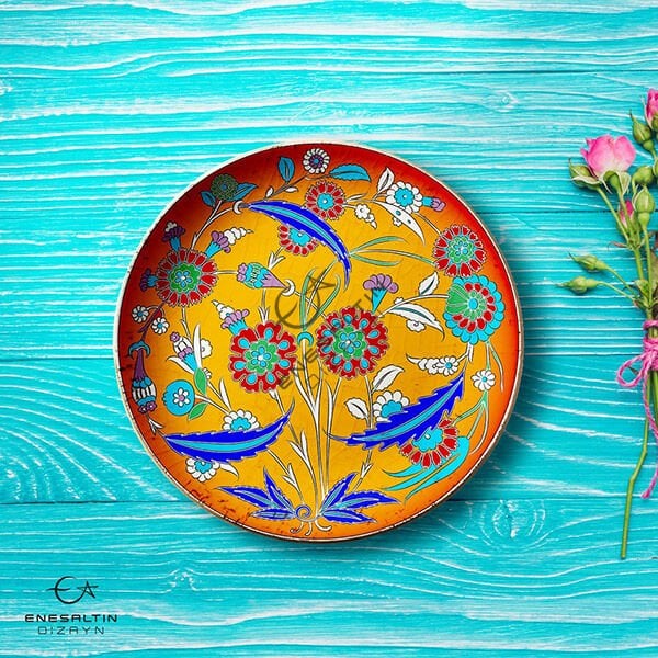 Şablon Desen 30 cm. - Hançer Yaprak Bitkisel Motifli İznik Çini Deseni