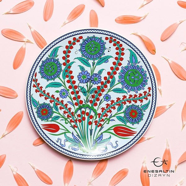 Şablon Desen 30 cm. - Sümbül ve Diken Bitkisel Motifli İznik Çini Deseni