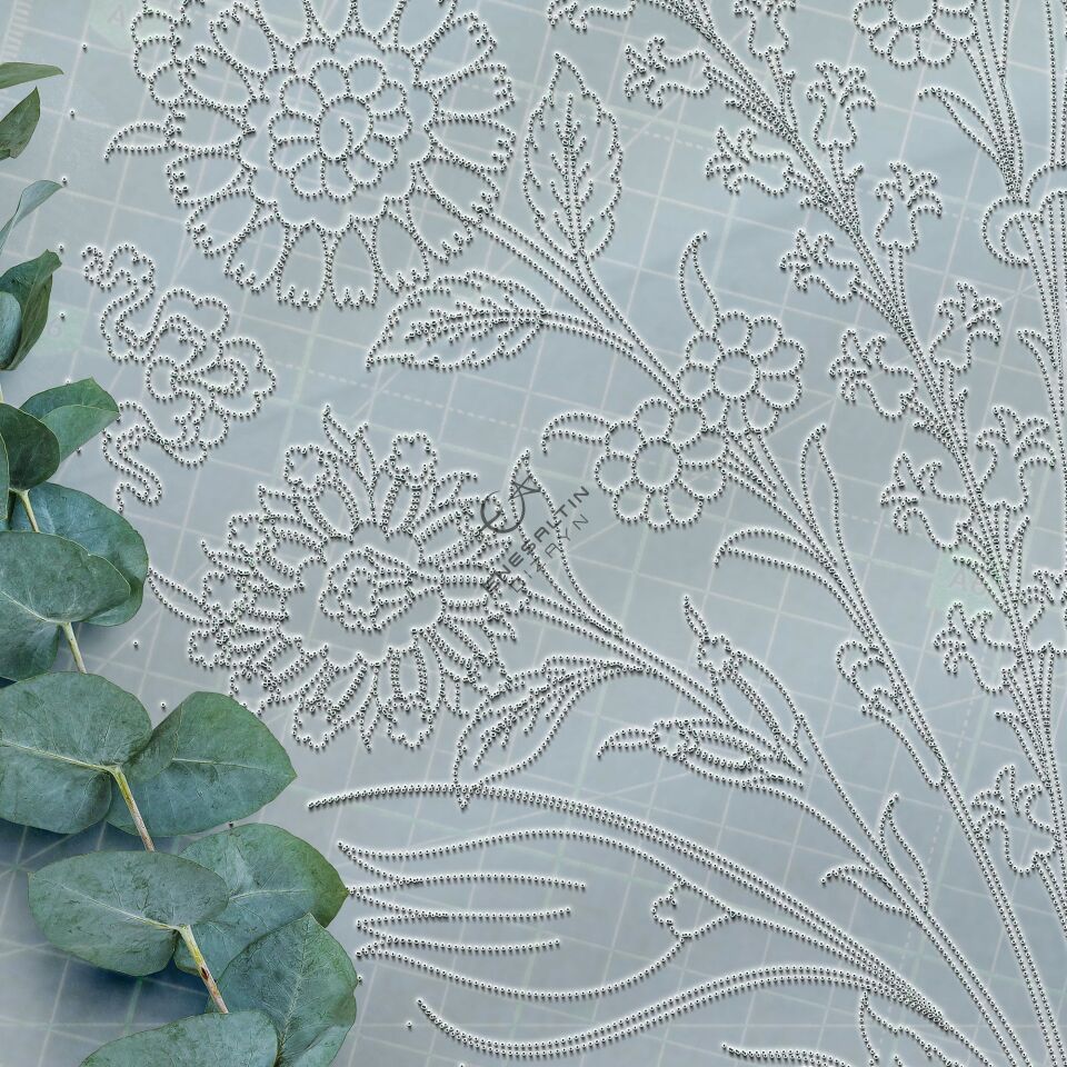 Şablon Desen 30 cm. - Sümbül ve Bitkisel Motifli İznik Çini Deseni