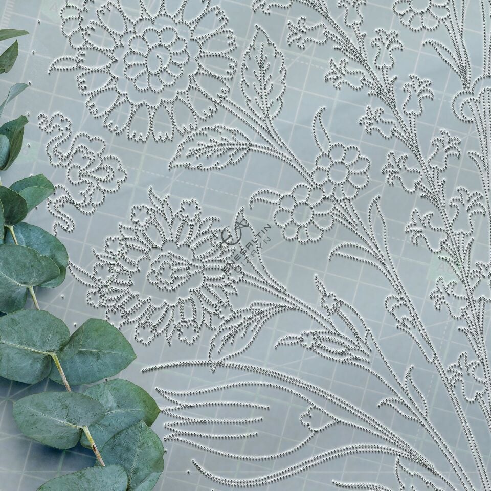 Şablon Desen 30 cm. - Sümbül ve Bitkisel Motifli İznik Çini Deseni